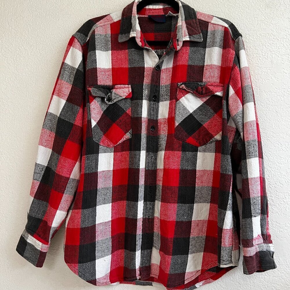Vintage Dakota Men’s Heavy Flannel Plaid Lumberjack Shirt Size‎ Large